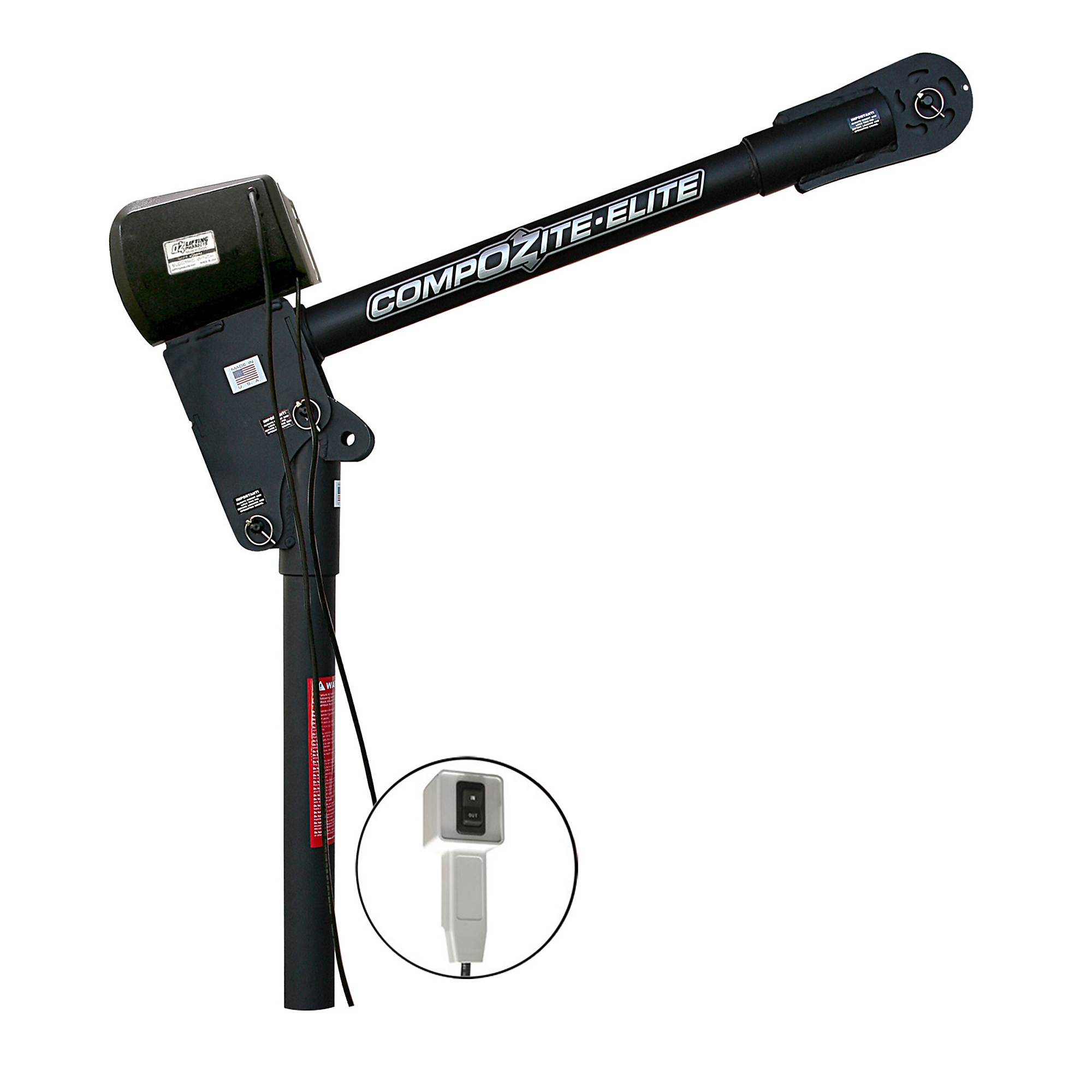 OZ Lifting Products CompOZite Elite Davit Crane with AC Winch, 1200-Lb. Capacity, 74in. Height, Model# OZCF1200DAV-ACW